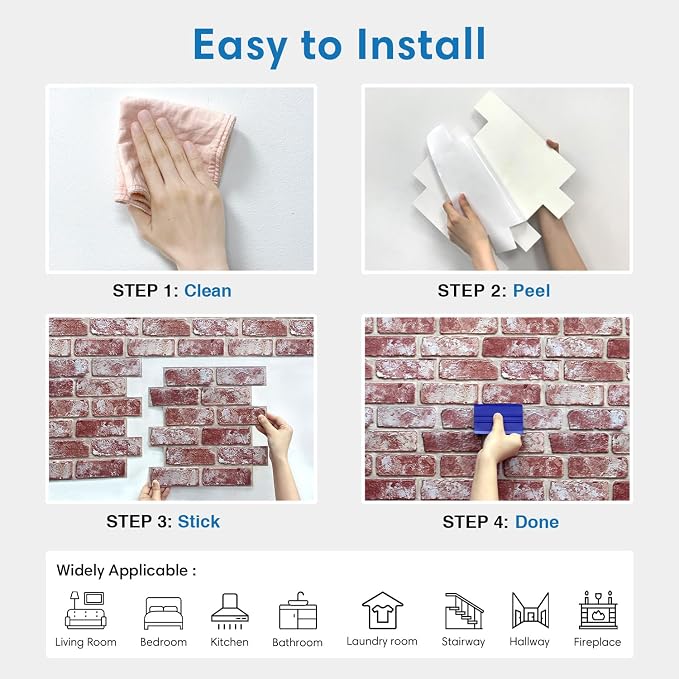 COMSTICKC 3D Faux Brick Wall Panels Peel and Stick Wall Covering, Not Real Brick - Image 9