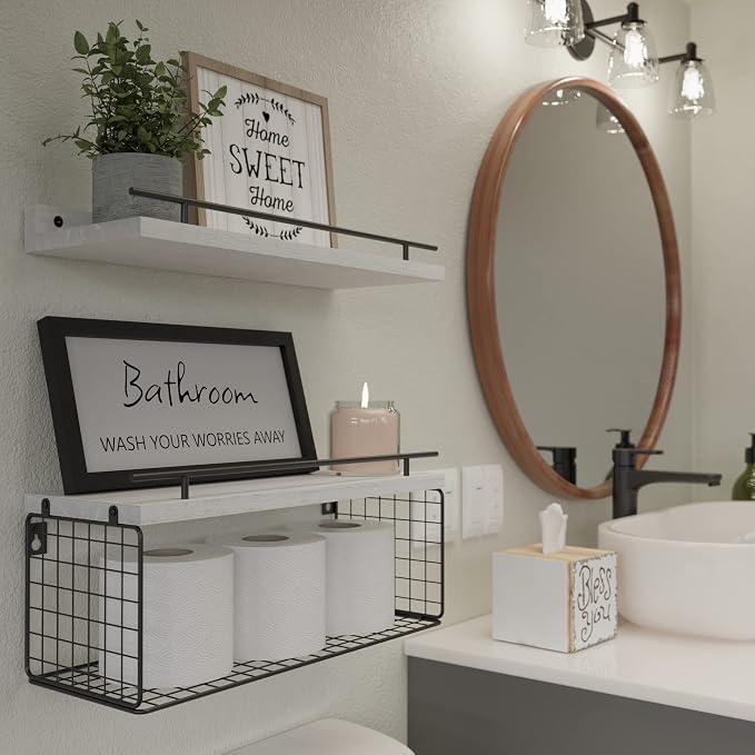 WOPITUES Floating Shelves for Wall Decor Sign, Bathroom Organizer and Storage - Image 5