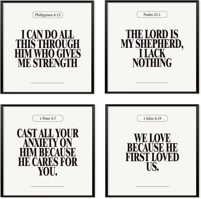 Locomiss Black and White Christian Wall Art Decor Posters, Modern Bible Verse by Unknown