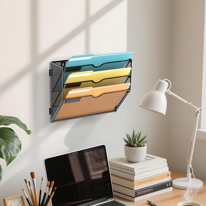 SUPEASY 3 Tier Wall File Organizer, Hanging Wall Mounted Mail Organizer - Image 2