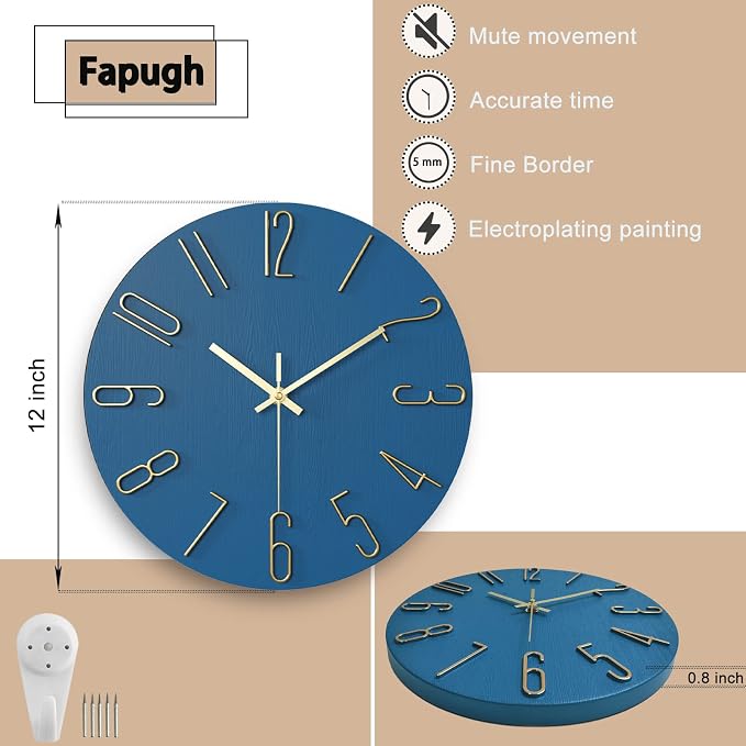 wall Clock, Silent Clock, wall Clocks Battery Operated， 12 inch Modern wall - Image 2