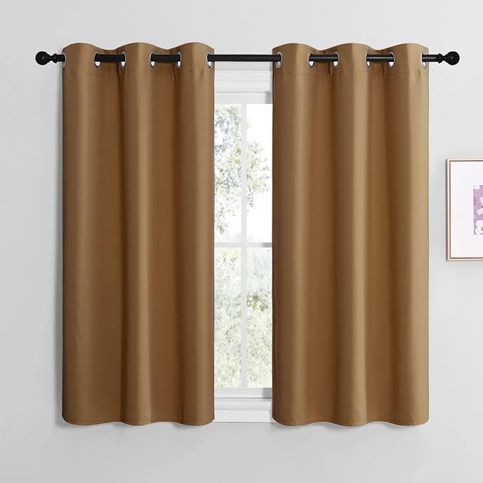 NICETOWN Gold Brown Sleek Blackout Curtains 48 inches Length by NICETOWN
