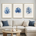 Large Framed Blue Coastal Coral Wall Art by Cuspin