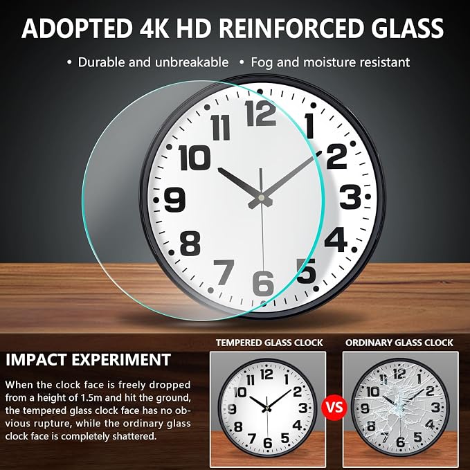 Modern Silent Wall Clock, 10inch Non-Ticking Analog Battery Operated Clock - Image 5