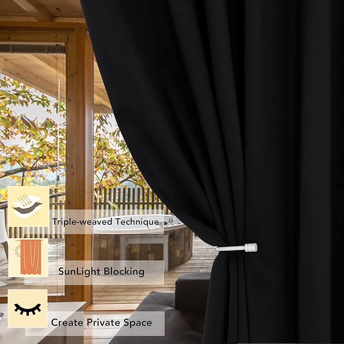 BONZER Room Divider Curtain Grommet Thermal Insulated Wide Blackout Curtains - Image 2