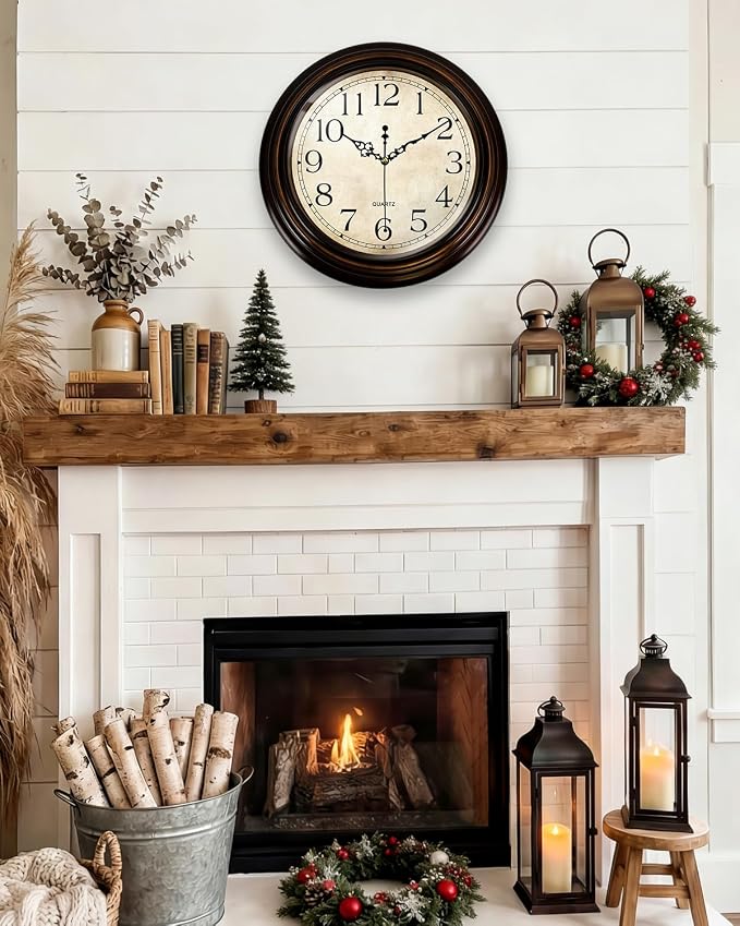 Vintage Wall Clock 13 Inch Quartz Silent Non-Ticking Analog Clock Battery - Image 8