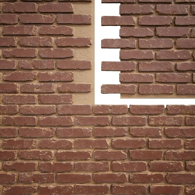 EverStone Aged Brick Faux Brick Panel, 46 7/8"W x 27"H x 1 1/4"D, Cabernet Color - Image 9