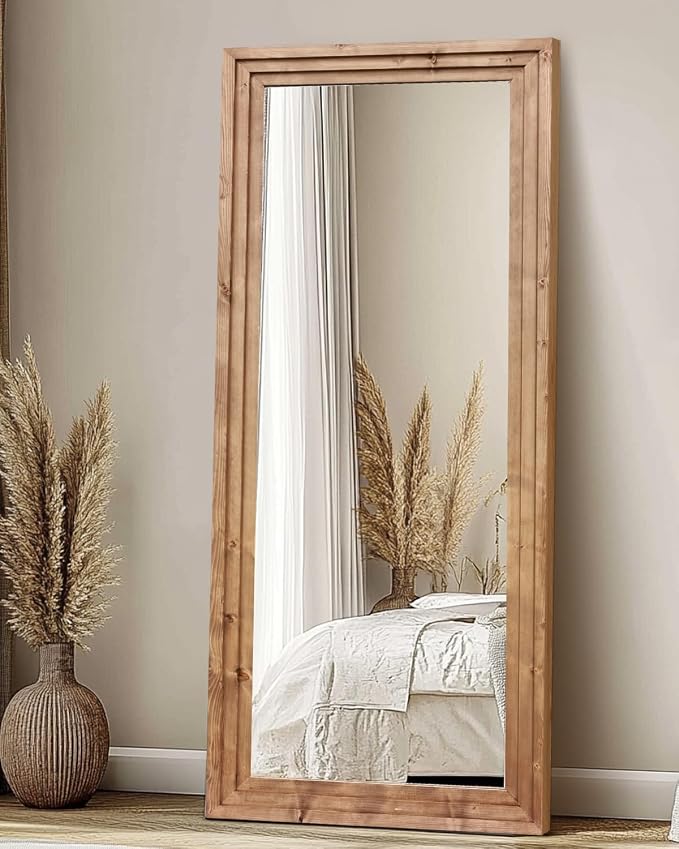 Full Length Mirror 71"x30" Solid Wood Frame Floor Large Mirror - Image 7