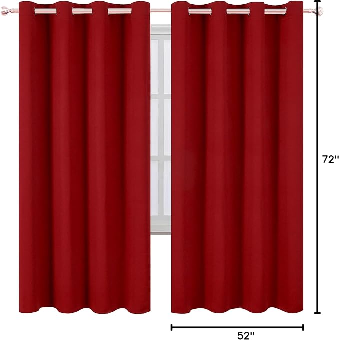 LEMOMO Red Thermal Blackout Curtains/52 x 72 Inch/Set of 2 Panels Room - Image 10