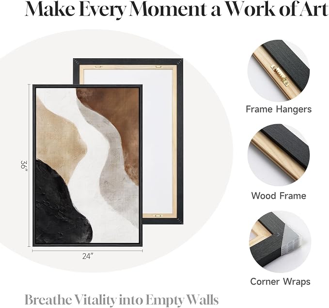 Large Framed Neutral Abstract Wall Art Set of 2 - Image 6