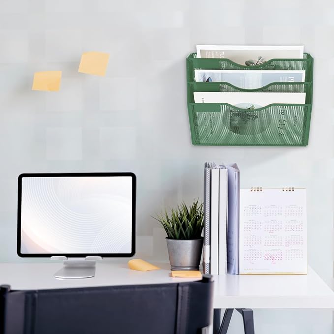 EASEPRES 3 Pocket Mesh Hanging Wall File Organizer, Wall Mounted Mail Paper - Image 7