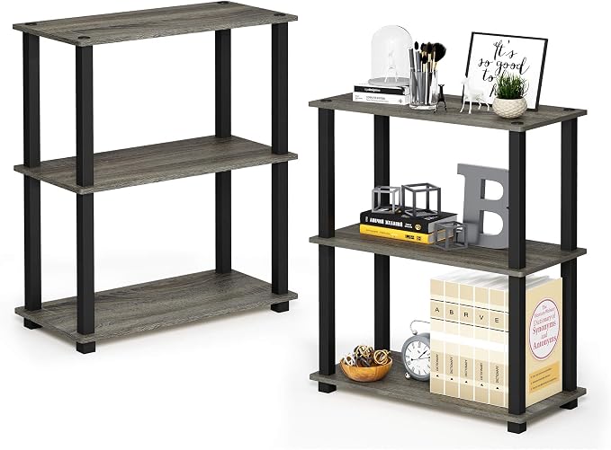 Furinno TURN-S-TUBE Storage Shelves Set of 2, 3-Tier Book Shelf, Corner Shelf by Furinno-FitsYourSpaceFitsYourBudget