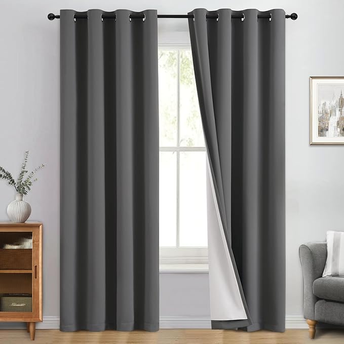Yakamok 100% Blackout Curtain Panels 84 inches Cold and Light Blocking Drapes by Yakamok