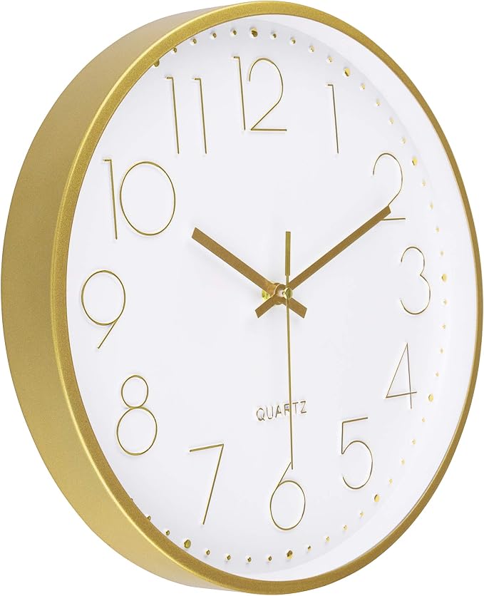 Foxtop Gold Wall Clock 12 Inch Silent Non-Ticking Battery Operated Round Quartz - Image 7