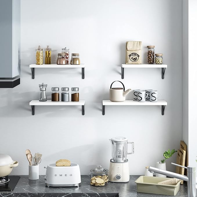 YGEOMER Floating Shelves for Wall, Different Sizes White Wall Shelves for - Image 6