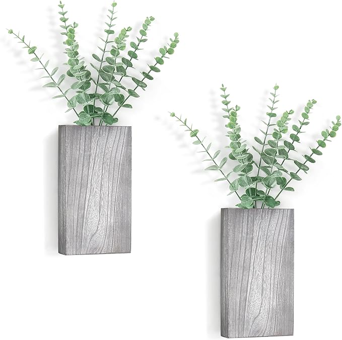 Dahey 2 Pack Wood Wall Planter Vase by Dahey