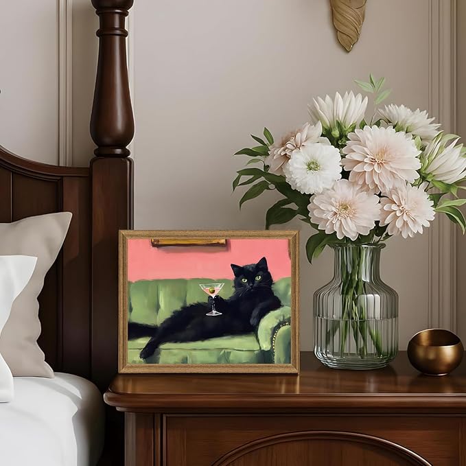 Fantasy Artists Humorous Black Cat Character Wall Art – Relaxed Anthropomorphic - Image 3