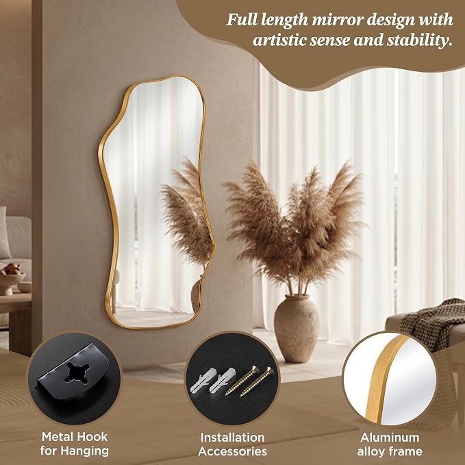 Bathroom Mirrors for Over Sink-Horizontal or Vertical Hanging 47.2"x21.6" Gold - Image 6