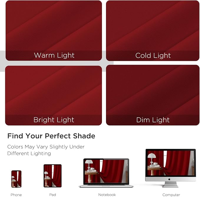 CUCRAF Red Blackout Curtains Customize, Rod Pocket Room Darkening Curtain - Image 4