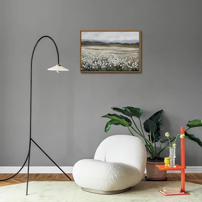 OIQArtOIQ Vintage Wildflowers Landscape Wall Art Framed Floral Natural Scenery - Image 6