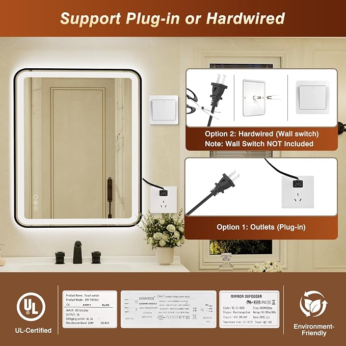 36x48 Inch LED Bathroom Mirror - Image 9