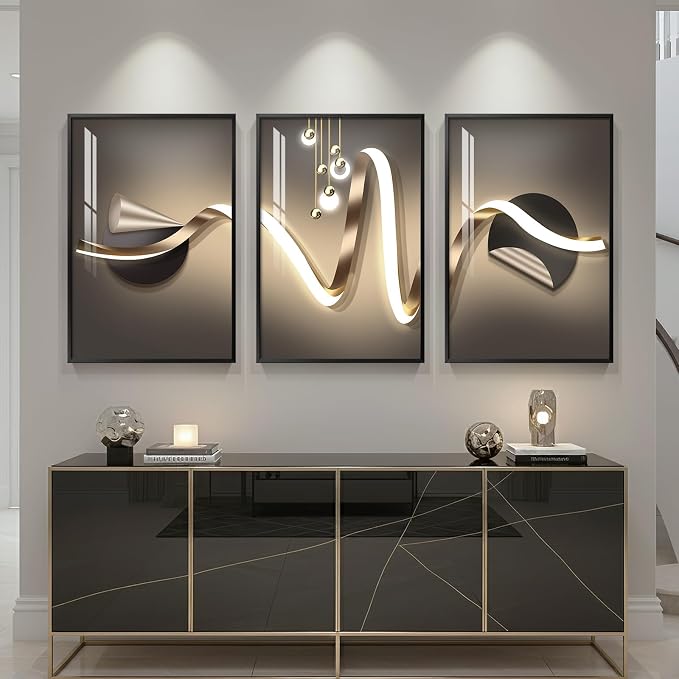 Large Framed Modern Luxury Black and Gold Abstract Wall Art - Image 4