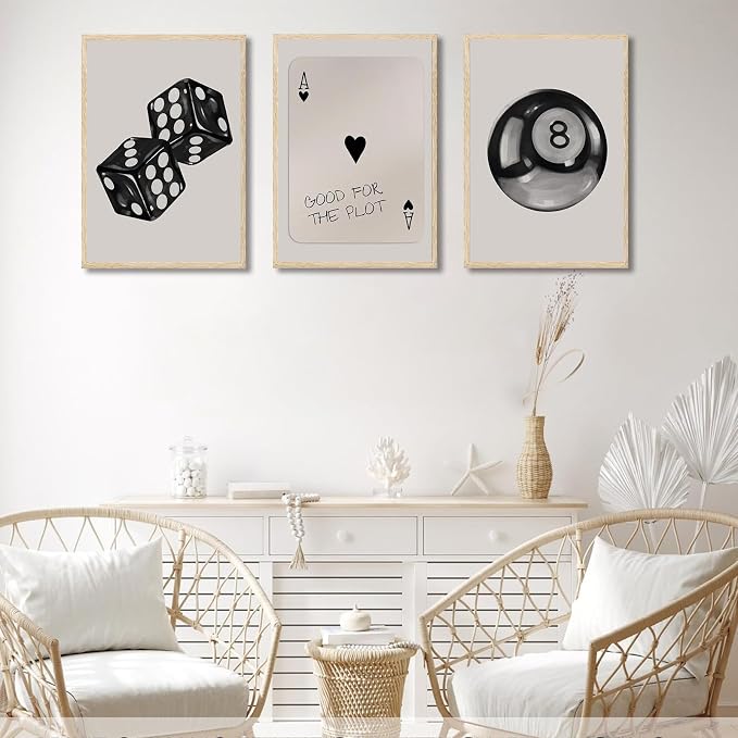 BOKPEN 3Pcs Black and White Poker Dice Wall Art Funky Retro Y2K Trendy Preppy - Image 7