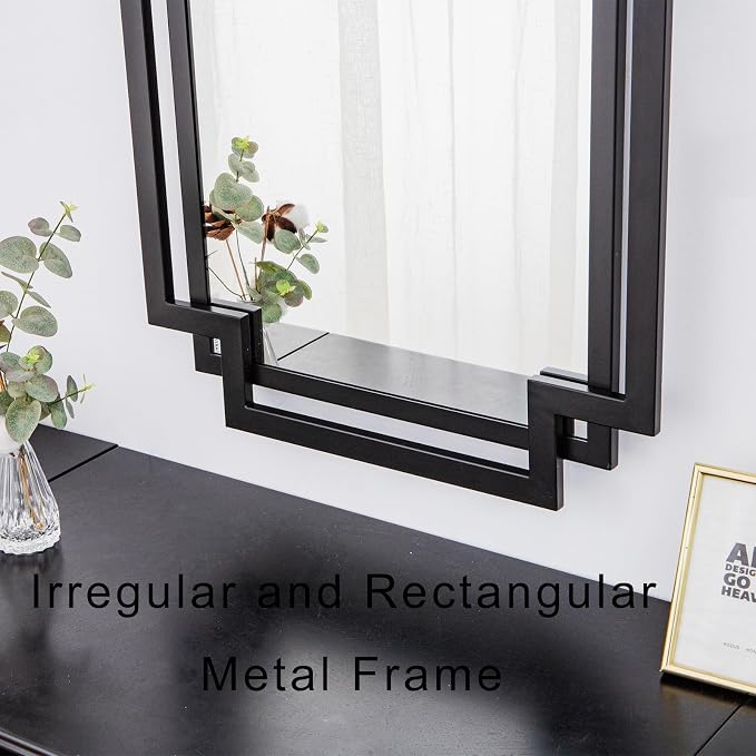 Black Decorative Mirror for Wall Decor, Contemporary Bathroom Mirror Above Sink - Image 3