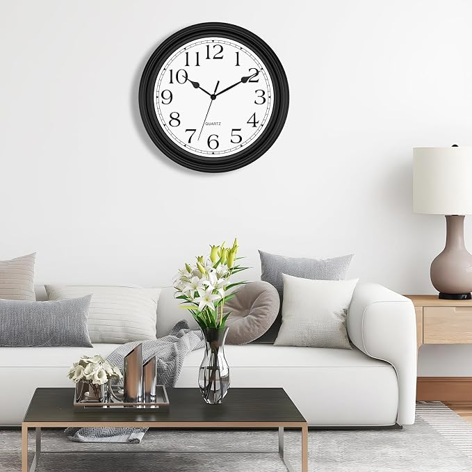 Foxtop 14 Inch Wall Clock Battery Operated Silent Non-Ticking Round Classic - Image 5