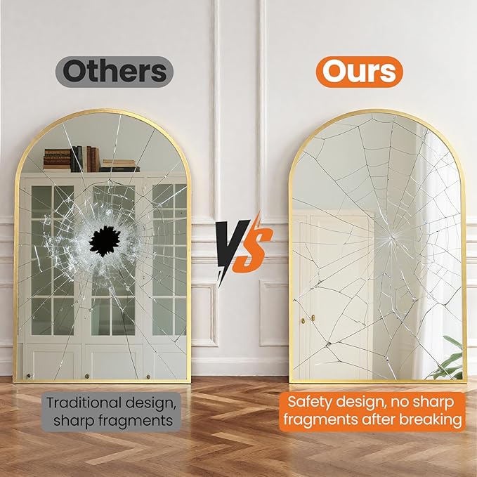 Sweetcrispy 38"x30" Arched Gold Bathroom Mirrors - Image 7