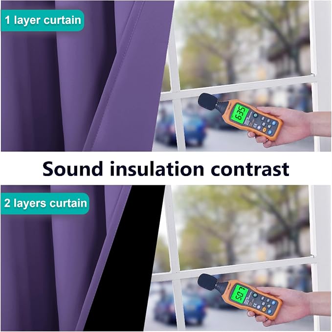 NICETOWN Lilac Purple Full Shade Curtain Panels, Pair of Thermal Insulated & - Image 4