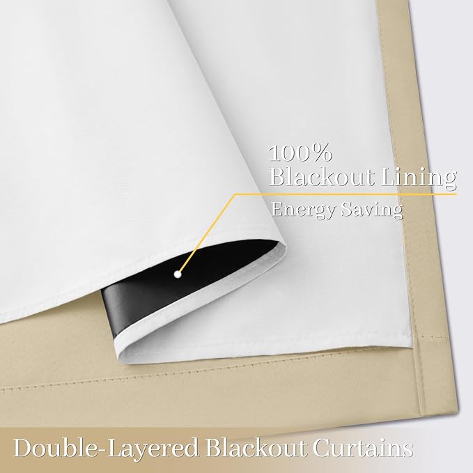 Yakamok 100% Blackout Curtain Panels 84 inches Cold and Light Blocking Drapes - Image 4