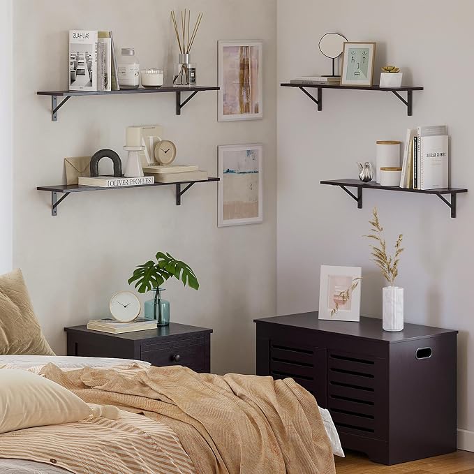 DINZI LVJ Long Wall Shelves, 23.6 Inch Wall Mounted Shelves Set of 2, - Image 6