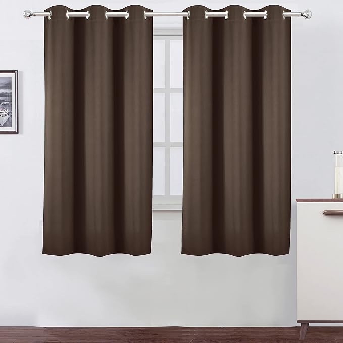 LEMOMO Chocolate Brown Blackout Curtains 40 x 63 Inch Length/Set of 2 Curtain by Lemomo