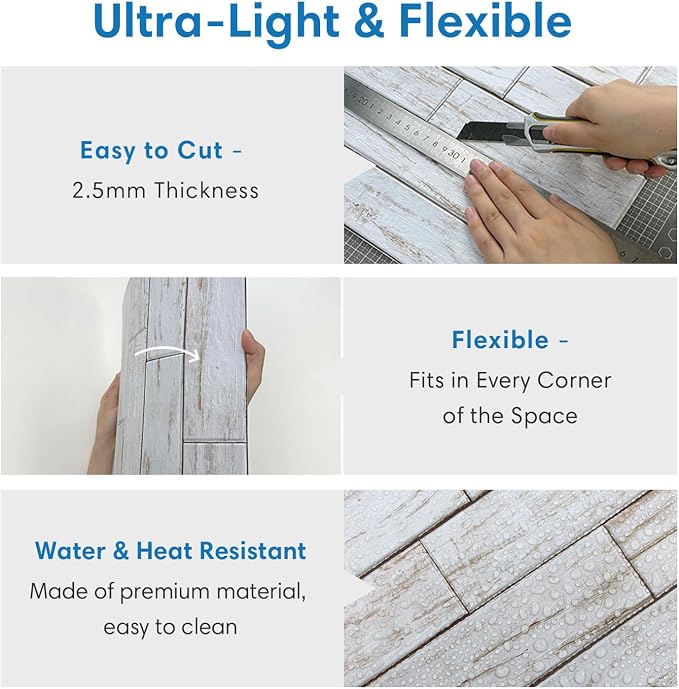 COMSTICKC Peel and Stick Faux Wood Wall Sticker Wall Panels, Not Real Wood - Image 5