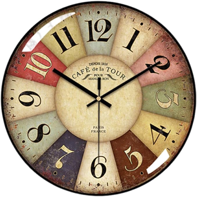 Vintage Wall Clock-12 Retro Rustic Style Quartz Clock, Silent Non-Ticking by Unknown