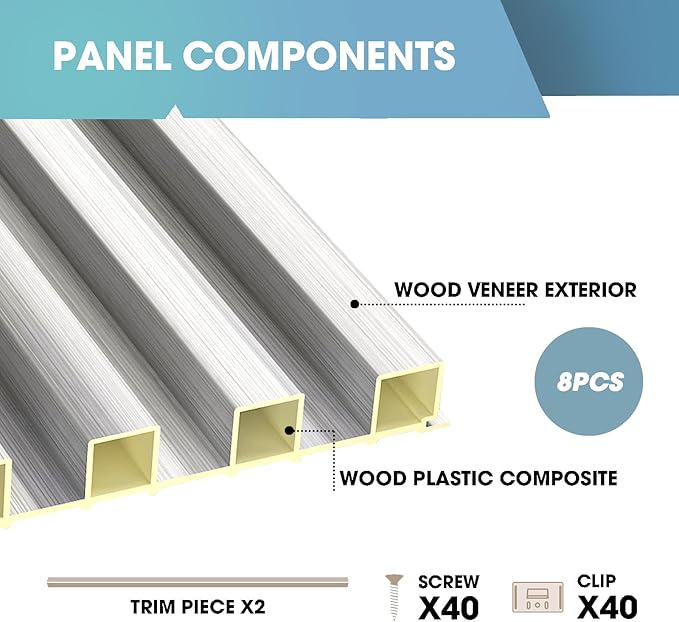 OUZUGIE WPC Acoustic Slat Wall Paneling, Living Room, TV Background, Study Room - Image 4