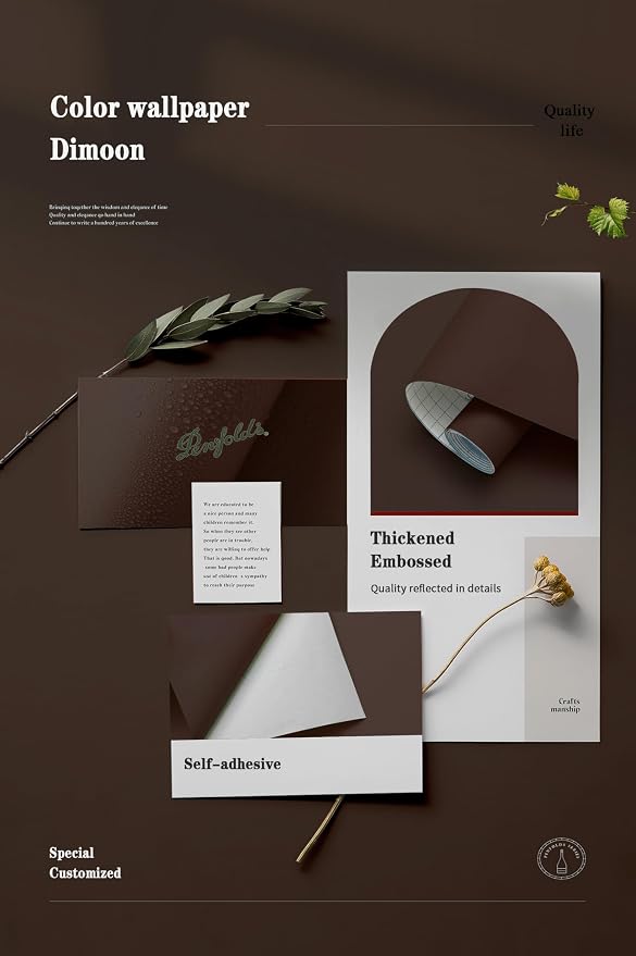 Dimoon 236.2''x17.7''Coffee Brown Peel and Stick Wallpaper Contact Paper Modern - Image 4