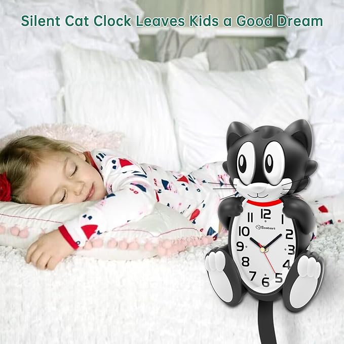 Soobest 18 Inch 3D Large Cat Wall Clock Battery Operated Silent Non Ticking - Image 5