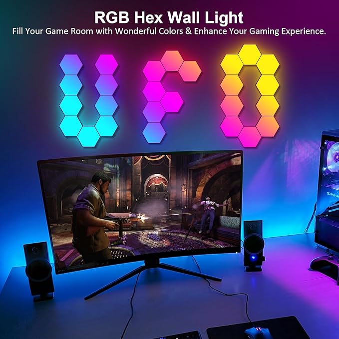 OJQ 20 Pack Hexagon Lights Wall RGB Panel - Image 2