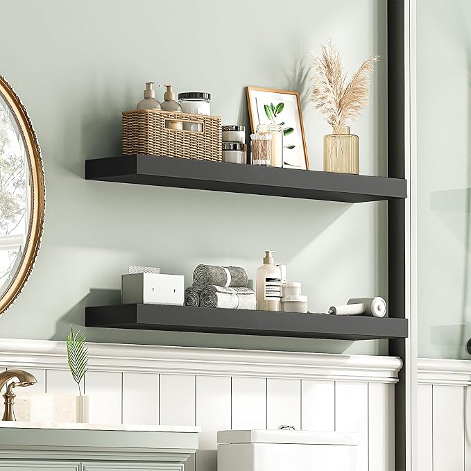HOOBRO Floating Shelves for Wall, Wall Mounted Shelf Set of 2, 31.5" Hanging - Image 6