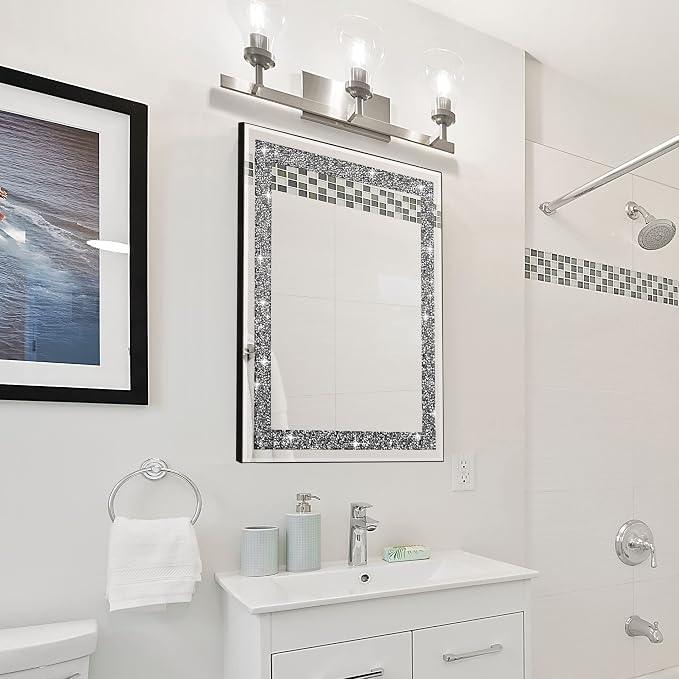 Ruomeng Rectangular Wall Mirror, Crystal Crush Diamond, Entryway & Bedroom - Image 3