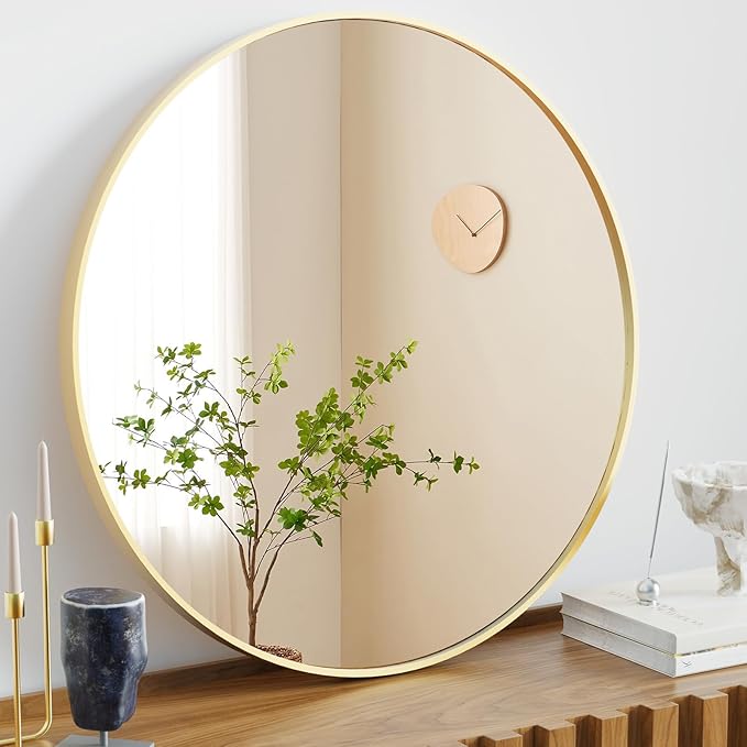 NEWBULIG Round Wall Mirror, 30 Inch Bathroom Mirrors by NEWBULIG