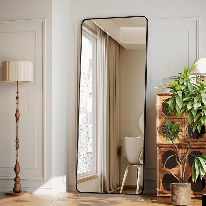XRAMFY 65"x24" Floor Full Length Mirror Standing Full Body Rounded Corner - Image 2