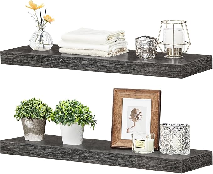 HOOBRO Floating Shelves for Wall, Wall Mounted Shelf Set of 2, 23.6" Hanging - Image 9