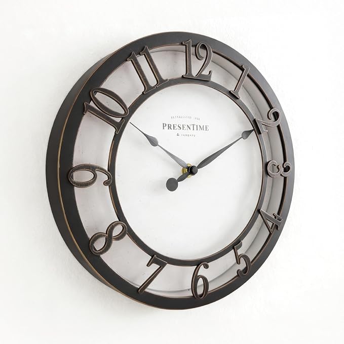 Presentime & Co 10" Farmhouse Series Wall Clock, Vintage Style, Retro Clock - Image 3