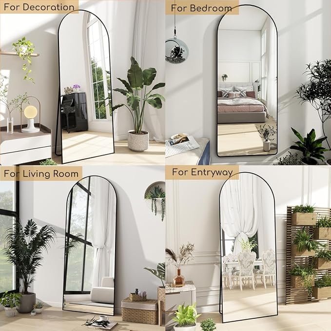 Prywot Arched Floor Mirror, 64 "x 21" Full Length Mirror Wall Mirrors Hanging - Image 6