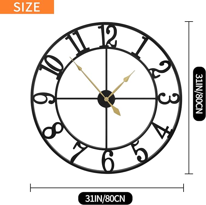 LEIKE Extra Large Wall Clocks, Silent Little Ticking, Battery Operated Vintage - Image 6