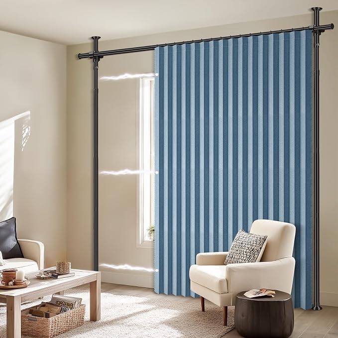 100% Blackout Room Divider Curtains Sets Blue 1 Panel W100 x L84in No Drill - Image 7