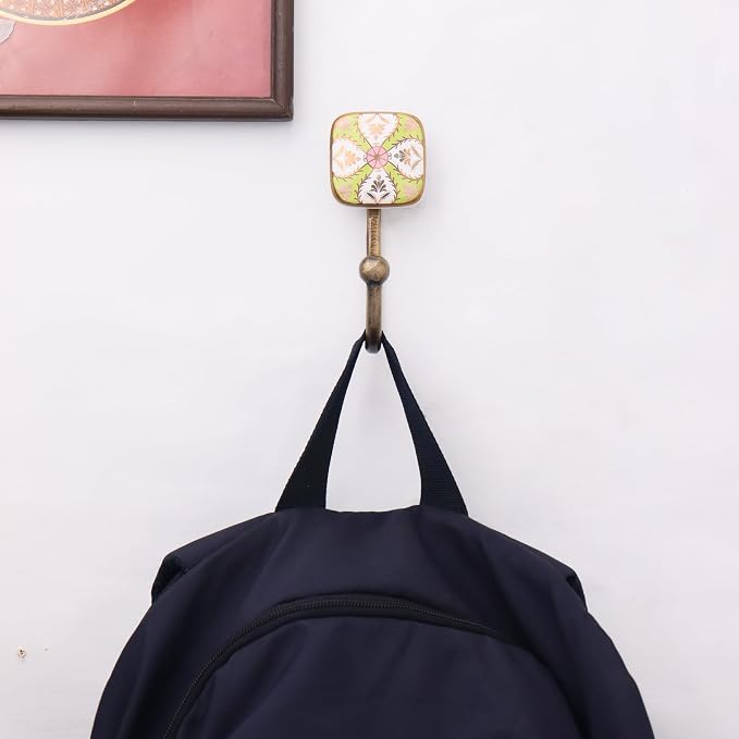 Indian Shelf Pack of 12 Ceramic Wall Hooks Modern - Image 9